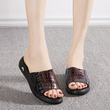 Women Slippers Genuine Leather Shoes Casual Slides Women Summer Shoes Solid Mother Shoes Wedges Flip