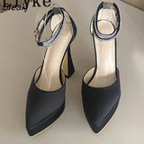 Fashion Brand Satin Platform Wedges Women Pumps Crystal Ankle Strap High Heels Spring Summer Female Casual Chunky