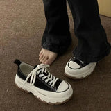 Breakj Platform Canvas Shoes Women's Round Head Belt Comfortable Increased Platform Women's Shoes Broadcast Room Hot