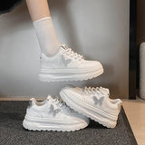 Breakj Water Drill Small White Shoes Women's Autumn 2025 Fashion Round Head Thick-Soled Casual Women's Shoes Korean Version Of Student Pu