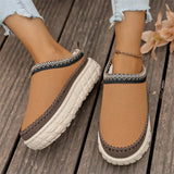 Breakj Thick Bottom Slippers Women In The Autumn And Winter Of 2025 New With Velvet Thicken And Warm Cotton Slippers