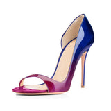 Solid Color Gradient Lacquer Leather Fashion High-Heeled Open-Ended Single Shoes Ebay