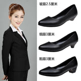 Breakj New White-Collar Low-Heeled Work Shoes Fashion Leather Coarse OL Single Shoes Vietnamese Side Trade Dress Women's