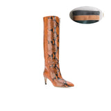 High Heels Western Boots Fashion Knee High Boots Women Microfiber Thin High Heel Long Boots Pointed Toe Autumn Winter