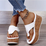 Women Summer Flip Flops Shoes Female Wedge Platform Sandal 2022 Ladies 7.5cm Thick Bottom Casual Slippers Shoe Black