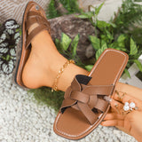 Breakj Large-Size Wear Women's Shoes Flat Heel Summer New Woven Cool Slippers Flat-Bottomed