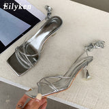 Fashion Gold silver Women Sandals Thin Low Heel Lace Up Rome Sandal Summer Gladiator Casual Sandal Narrow Band