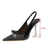 Sandals Polka Dot Pointed Toe High Heels Ladies Pumps Elegant Fashion Bowknot Summer Ladies Shoes Slip on Footwear
