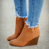 Pointed Toe Booties Winter Women Leopard Ankle Boots Footwear Platform High Heels Wedges Shoes Woman Bota