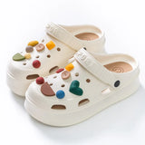 Women's Sandals Fashion Charms Clog Shoes Wear Increased Non-slip High-heeled Shoes Hole Shoes Beach Sandals Sandalias