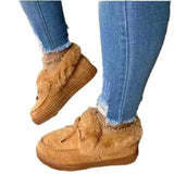Breakj Autumn And Winter Women's Cotton Boots Plus Thick Low Help To Keep Warm Wool Cotton Shoes