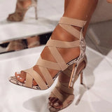 Breakj Women's High Heel 2023 New Fashion Fine Sexy Fish Mouth Sandals Fashion Fine Heel Tight