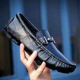 Leather Men Shoes Luxury Brand Casual Slip on Formal Loafers Men Moccasins Italian Black Blue Male Driving Shoes