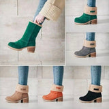 Breakj Female Boots 2023 Autumn And Winter Mid-Crowded Thick Heeled Snow Boots Women Cotton