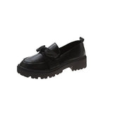 Women Bow Knot Pumps Female Office Loafers Ladies Platform Low Heels Women's PU Leather Shoes Woman Slip On