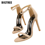 Summer Concise Women Sandals Elegant thin heeled Strap Buckle Gladiator Sandals All match High heels Office Lady