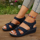 Round Head Pop Slope Heel Height Muller Velcro Adjustable Slipper Sandals