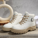 Breakj New Autumn And Winter Women Keep Warm Martin Boots Plus Thick Tie Thick Bottom Short Boots Women's