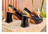 Women Sexy High Heels Pumps Shoes for Office Leather High Platform Heels Red Black Spring Summer Sandals Big Size