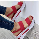 Summer New Large Size Women's Shoes Wide A Word With Sweet Wind Platform