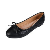 Big Size Bowtie flat shoes woman round toe crystal glitter slip on loafers soft bottom bow ballet flats ladies OL