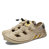 Genuine Leather Mens Sandals Non-slip Outdoor Men Hiking Shoes Breathable Men Casual Shoes Roman Slippers Plus Size