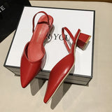 Women's Heeled Sandals Summer Fashion Sexy Pointed Toe Square Heel Candy Color Ladies Mules Shoes Party Wedding Women Pumps