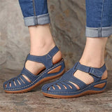 Women's Sandals Summer Ladies Girls Leather Vintage Sandals Buckle Casual Sewing Women Shoes Solid Female Ladies Platform