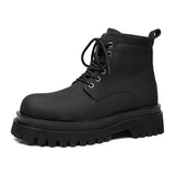Breakj Kong Wind Tooling Boots Male Fashion Autumn New Handsome Black Locomotive Ankle Boots British Wind Martin Boots