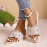 2025 Summer New Fashion Water Drill Thick-Bottomed Slippers Casual Round Head Canvas Light