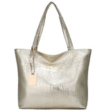 New Brand Fashion Casual Women Shoulder Bags Silver Gold Black Crocodile Handbag PU Leather Female Tote Bag Ladies Hand