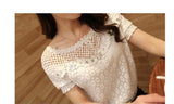 Office Shirts White Chiffon Shirts Hollow out Elegant Ladies tops Blusas Women's Clothing Lace Tops Casual