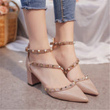 2020 Gladiator Sandals Pointed toe Women Shoes Sexy Rivets Pointed Toe Pumps Womens Ladies Shoe Zapatos Mujer High Heels