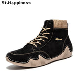 Winter Men Boots Fashion Handmade Casual Motorcycle Boots Luxury Brand Leather High Top Shoes For Men Botas Hombre Big