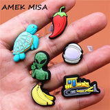 Turtle PVC Shoe Charms Accessories Aerospace Helmet Chili Banana Shoe Buckle Decorations fit Kids X-mas Party Gifts