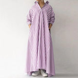 Elegant Lapel Robe Women's Autumn Sundress ZANZEA 2022 Casual Long Sleeve Maxi Vestidos Female Striped Shirt