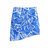 Chic Blue Print Skirt Sets Women 2021 Summer Fashion Cropped Knot Shirts Side Buttons Ruched Skirts