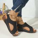 Breakj Asia Large-Size Magic Thick-Soled Sandals Women's Car Sewing Breathable Hollow Slopes And Beach