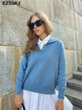 Winter casual chic v-neck oversize thick Sweater pullovers Women 2021 loose elegant Sweater Pullover female Long