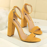 Breakj Women's Shoes Summer High Heels Fashion Simple Thick Heel High Heel Sexy Nightclub A Word Belt