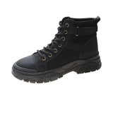 Breakj Boots Women Spring 2023 New High-Top Canvas Shoes British Style Breathable Thin Ankle Boots Ties With Work