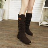 Boot 2021 Winter Internal Increase Mid-calf Boots Lace Flowers Cotton Boots Women Plus Size Suede Boots Botas De