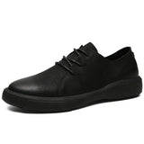 Sale Large Size Men Leather Casual Shoes Outside High Quality Comfort Footwear Fashion All-match Sneakers Black