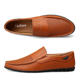 Men Shoes Casual Luxury Brand Summer Mens Loafers Genuine Leather Moccasins Hollow Out Breathable Slip on Driving