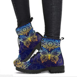 Boots Women's Autumn and Winter New2021British Fashion Women's Tooling Boots Skull and Flower Print High-top Boots
