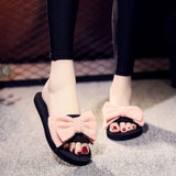 Shoes Summer Bohemia Floral Beach Sandals Pink Bow Slippers Flip Flops For Women Platform Sandals Beach Slippers
