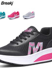 Women Summer Breathable Shoes Platform Letter M Wedges Sneakers Thick Bottom Running Shoes Casual Ladies Vulcanized