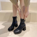 Breakj Boots Women 2025 New Spring And Autumn Single Boots Martin Boots Round Head Waterproof Station Naked Boots Coarse High Boots And Boots Women