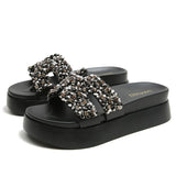 Shoes Thicken Soled Slippers Woman Paillette Sandals Platform Muffins Slides High Heels Sandales Femmes Luxury