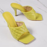 Summer Square toe Women slippers Fashion Thin heeled Ladies Mules Elegant Female High heels Outside Slides Women Sandals